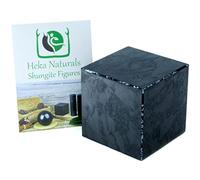 Heka Naturals Cube en Cristal Noir de Shungite Polie | 5 cm - Cristal Décoratif, Protection CEM - Décor de cristal Chakra, Déco Maison - Déco Bureau, Pierre de Guérison, Feng Shui, Massage, Méditation