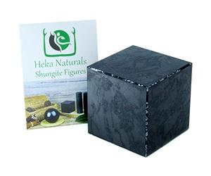 Heka Naturals Cube en Cristal Noir de Shungite Polie | 5 cm - Cristal Décoratif, Protection CEM - Décor de cristal Chakra, Déco Maison - Déco Bureau, Pierre de Guérison, Feng Shui, Massage, Méditation