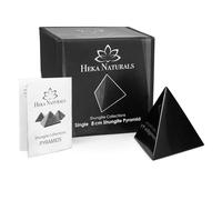 Heka Naturals Pyramide de Shungite Polie | Tétraèdre Formé Énergie de Géométrie Sacrée pour l'équilibre Spirituel, l'alignement des Chakras, la Guérison et la Protection… (8cm)