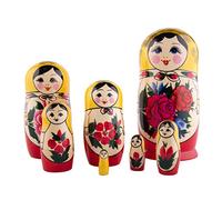Heka Naturals Semyonov Poupées Gigognes | Set de 7 (18cm) Poupées Matriochka en Bois Naturel - Babouchka Décoration Intérieure, Jouets à Empiler en Bois Faits à la Main, Trieuse de Formes