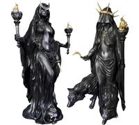 Hekate Niktipolos Sculpture La sorcière de la nuit, statue de Hécate, déesse grecque Hecate avec ses chiens de magie - Sculpture en résine - Figurine fantaisie - Ornement créatif pour la maison et le