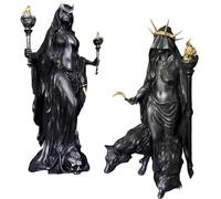 Hekate Niktipolos, The Witch of The Night, Underworld Hekate Phōsphoros Light-Bringer Ou Morning Star Statue, Greek Greek of Magic with Hounds, Gothic Halloween Resin Figurine C