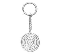 Hekate Strophalos porte-clés en acier inoxydable païen Wicca amulette bijoux Roue de Hécate porte-clés pour femmes hommes (Argent)