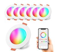 HEKEE Spots LED Encastré 10W (équivalent 100W), Φ 4 pouces / 110 mm, Couleur RGB Changement Variation Coloré RGBW IP44 Blanc Chaud 2700K Rond Dimmable Encastrables (lot de 6)