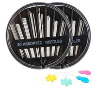 Hekisn Lot de 60 aiguilles à coudre à la main, 6 tailles avec enfile-aiguilles, assortiment d'aiguilles à coudre à grand chas pour réparation, bricolage, projets d'art et d'artisanat (noir)
