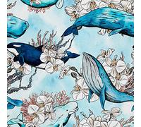 HEKO PANELS Oxford Tissu Imperméable Au Mètre Polyester De Couture D'ameublement Artisanat Rembourrage Baleines Bleues Orques 1 Mètre 155 x 100 cm vendu au Mètre - 1 Pièce = 1 m x 1,55 m