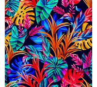 HEKO PANELS Oxford Tissu Imperméable Au Mètre Polyester De Couture D'ameublement Tissus Pour Mobilier Décorative Artisanat Rembourrage Feuilles Tropicales Multicolore 1 Mètre 155 x 100 cm