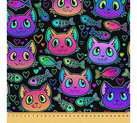 HEKO PANELS Oxford Tissu Imperméable Au Mètre Polyester De Couture D'ameublement Tissus Pour Mobilier Décorative Artisanat Rembourrage Chats Colorés 1 Mètre 155 x 100 cm