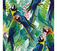 HEKO PANELS Oxford Tissu Imperméable Au Mètre Polyester De Couture D'ameublement Tissus Pour Mobilier Décorative Artisanat Rembourrage Perroquets Plantes Tropicales 2 Mètres 155 x 200 cm