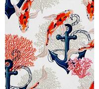 HEKO PANELS Oxford Tissu Imperméable Au Mètre Polyester De Couture D'ameublement Tissus Pour Mobilier Décorative Artisanat Rembourrage Poissons Koi Carpes Ancre 1 Mètre 155 x 100 cm