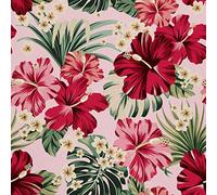 HEKO PANELS Oxford Tissu Imperméable Au Mètre Polyester De Couture D'ameublement Tissus Pour Mobilier Décorative Artisanat Rembourrage Fleurs Hibiscus 1 Mètre 155 x 100 cm