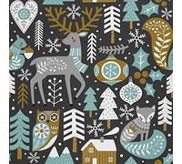 HEKO PANELS Oxford Tissu Imperméable Au Mètre Polyester De Couture D'ameublement Tissus Pour Mobilier Décorative Artisanat Rembourrage Animaux De La Forêt Hiver 2 Mètres 155 x 200 cm