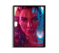 HEKO PANELS Tableau - 60 x 80 cm - Tableau mural en cuir synthétique - Impression pigmentaire - Cadre en aluminium - Femme Cyberpunk - Sans cadre