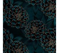 Heko Panels Tissu en velours au mètre Tissu d'ameublement imprimé tissu d'ameublement velours polyester imperméable vendu au mètre Tissu d'ameublement à coudre Royal Fleurs foncées 140 x 500 cm