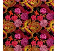 Heko Panels Tissu en velours au mètre Tissu d'ameublement imprimé tissu d'ameublement velours polyester imperméable vendu au mètre Tissu d'ameublement à coudre Royal Dragon Oriental 140 x 100 cm