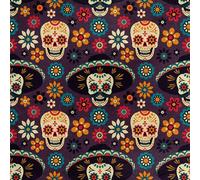Heko Panels Tissu en velours au mètre Tissu d'ameublement imprimé tissu d'ameublement velours polyester imperméable vendu au mètre tissu d'ameublement tissu d'ameublement Royal Crâne mexicain 140 x