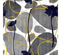 HEKO PANELS Tissu Oxford imperméable au mètre Toile en polyester à coudre Tissu d'ameublement pour décoration/artisanat Opaque Fleurs Gris anthracite 100 x 155 cm