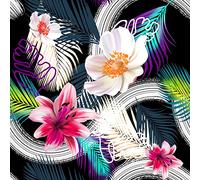 HEKO PANELS Tissu Oxford imperméable au mètre Toile en polyester à coudre Tissu d'ameublement pour décoration/artisanat Opaque Fleurs Multicolore 100 x 155 cm