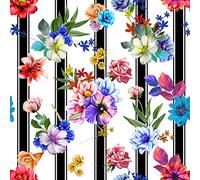 HEKO PANELS Tissu Oxford imperméable au mètre Toile en polyester à coudre Tissu d'ameublement pour décoration/artisanat Opaque Fleurs Multicolore 100 x 155 cm