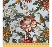 HEKO PANELS Tissu Oxford imperméable vendu au mètre Toile en polyester à coudre Tissu d'ameublement pour décoration/artisanat Opaque et déperlant Fleurs Multicolore Vintage 100 x 155 cm