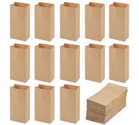 HEKOBAG 100 Sac en Papier Kraft, 9 * 5.5 * 17 cm Sac Craft Marron Cadeau Sachets à Bonbons Sac Petit Cadeau Pochette Kraft Alimentaire Sac de Nourriture pour Mariage Anniversaire Noël Halloween Party