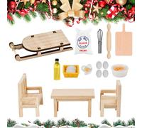 HEKOBAG 18 Pcs Accessoires de Cuisine de Noël Miniature Kit Maison Miniature à Construire de Noël Maison de Noël Miniature en Bois et Resine Accessoires de Cuisine Miniatures Kit de Cuisine Miniature