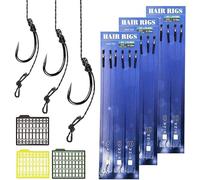 HEKOBAG 18 Pièces Hameçon de Pêche, Bas de Ligne Pêche Carpe Hameçons à Carpe Incurvée Hameçons à Carpe Incurvée Hameçon Tressé Carpe Accessoires avec Stoppeurs pour Pêche à Carpe (6# 8# 10#)