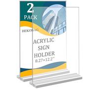 HEKOBAG 2 Pièces Présentoir de Table A4, Présentoir en Acrylique Transparent, Panneau Porte Affiche, Support de Panneau, Support Acrylique A4 pour Menus, Publicité, Photo