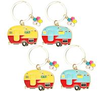 HEKOBAG 4 pièces porte-clés caravane, porte-clés voiture en forme de camping-car, porte-clés pendentif accessoires de voiture pour hommes femmes, pour remorques de voyage porte-clés rétro
