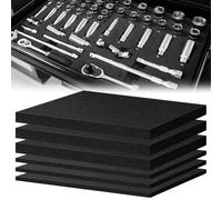 HEKOBAG 6 Pièces Mousses Prédécoupée, 405 x 305 x 50mm/10mm Mousse Predecoupee Cube, Boîte à Outils pour Mallette, Mousse a Decouper Ensembles d'éponges à Carreaux