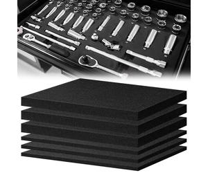 HEKOBAG 6 Pièces Mousses Prédécoupée, 405 x 305 x 50mm/10mm Mousse Predecoupee Cube, Boîte à Outils pour Mallette, Mousse a Decouper Ensembles d'éponges à Carreaux