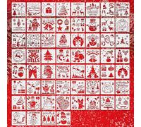HEKOBAG 60 Pièces Pochoir Peinture Noël, Pochoir de Peinture en Plastique, Pochoir Noel Petit 7.6 x 7.6cm, Pochoir de Noël, Pochoir Thème Noel pour Journal, Cadeau, Scrapbooking, Décoration de Noël