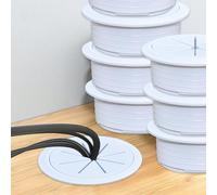 HEKOBAG 8 Pièces Passe Cable Bureau, Ø 60 mm Blanc Cache-Câble en Plastique Passe Câbles Ronds Encastrables Oeillet de Couvercle de Trou de Câble Organiseur de Fil pour Bureau, Table & Plan de Travail