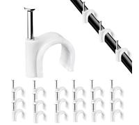 HEKOBAG 800 Pièces Câble Clips Rond avec Clou en Acier, 4mm/5mm/6mm/8mm/10mm/12mm Cavalier Cable Electrique Blanc Serre Câble Attache Fil Electrique pour La Fixation de Câble de Bureau à Domicile