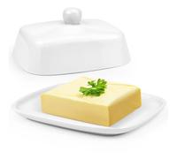 HEKOBAG Beurrier en céramique blanche avec couvercle - Pour tous les beurres (250 g)