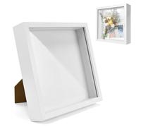 HEKOBAG Cadre 3D Bois Profond, 20,3 x 20,3 cm, Vitre pour Objets, Photos, Souvenirs