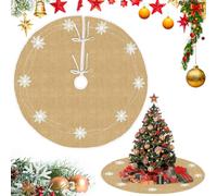 HEKOBAG Jupe de Sapin de Noël 100cm en Toile de Jute avec Flocons de Neige - Tapis d'Arbre pour Décoration de Noël