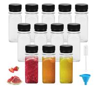 HEKOBAG Lot de 12 Bouteilles de Jus en Plastique Mini Bouteille Plastique 60ml Bouteille Vide pour Jus, Lait, Boissons (noir)