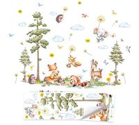 HEKOBAG Lot de 2 feuilles de sticker mural en PVC - Motif animaux de la forêt - Pour chambre d'enfant - 30 x 90 cm - Décoration murale pour salon, chambre à coucher, chambre de bébé