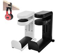 HEKOBAG Lot de 2 supports de casque de bureau - Pivotant à 360° - Blanc et noir - Crochet pour casque Bluetooth