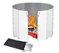 HEKOBAG Pare-Vent Pliable Aluminium, 12 Plaques Aluminium Pliable, Pare Vent Pliable pour Réchaud de Camping, Pare Vent pour Rechaud Gaz, Pare Vent Portable Léger pour Camping, Pique-Nique, Cuisinière