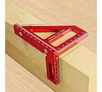 HEKOBAG Rapporteur Carré pour le Travail du Bois, Equerre 3D Aluminium à 45/90 Degrés, Équerre Charpentier 3D, Règle de Mesure Multi-Angle 3D, Équerre 3D d'Onglet pour Ingénieur, Bricolage (Rouge)