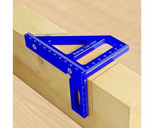 HEKOBAG Rapporteur Carré pour le Travail du Bois, Equerre 3D Aluminium à 45/90 Degrés, Équerre Charpentier 3D, Règle de Mesure Multi-Angle 3D, Équerre 3D d'Onglet pour Ingénieur, Bricolage (Bleu)
