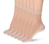 HekouJiub 12 Paires Bas en Nylon Femmes Transparent Chaussettes Traditionnelles Chaussettes Courtes Antidérapantes Femmes transparentes Bas en Nylon Soyeuses Antidérapants (Couleur de Peau)