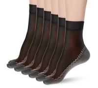HekouJiub 12 Paires Bas en Nylon Femmes Transparent Chaussettes Traditionnelles Chaussettes Courtes Antidérapantes Femmes transparentes Bas en Nylon Soyeuses Antidérapants (Noir)