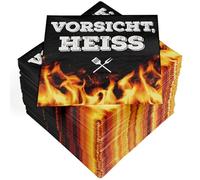 HEKU 30243-233 : Lot de 100 serviettes en papier triple épaisseur, inscription « Vorsicht, heiß », autres