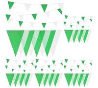 HEKU Guirlande de fanions Vert/Blanc avec 20 fanions I Résistant aux intempéries, 10 m de Long I Grand Fanion accrocheur I Idéal pour Les événements, avec Bande de Fixation intégrée (Lot de 5)