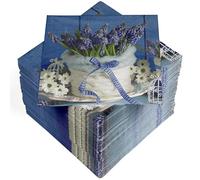 HEKU Lot de 100 serviettes en papier triple épaisseur, 33 x 33 cm, absorbantes et pratiques dans un emballage pratique, idéales pour les mariages, anniversaires et occasions spéciales, jacinthes