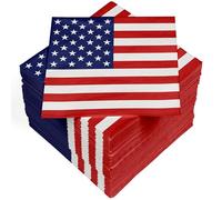 HEKU Lot de 100 serviettes en papier triple épaisseur, 33 x 33 cm, avec étoiles et rayures, absorbantes et emballées de manière pratique, idéales pour les occasions spéciales