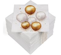 HEKU Lot de 100 serviettes en papier triple épaisseur, 33 x 33 cm, ballons doré/blanc I Absorbantes et pratiques I Large choix I Idéal pour les occasions spéciales